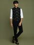Vastramay Boy's Black Mirror Work Ethnic Jacket