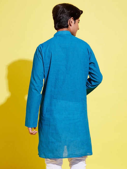 Vastramay Boy's Light Blue Cotton Kurta
