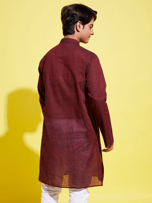 Vastramay Boy's Maroon Cotton Kurta