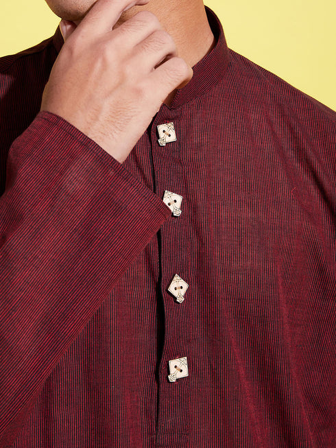 Vastramay Boy's Maroon Cotton Kurta
