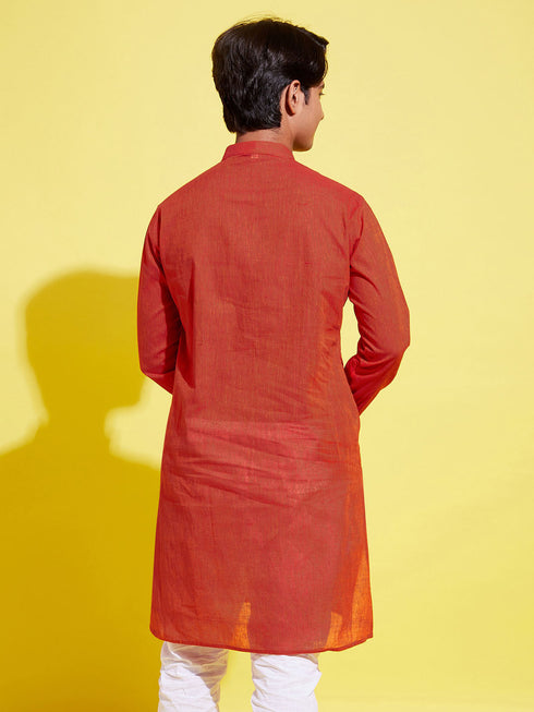 Vastramay Boy's Red Cotton Kurta