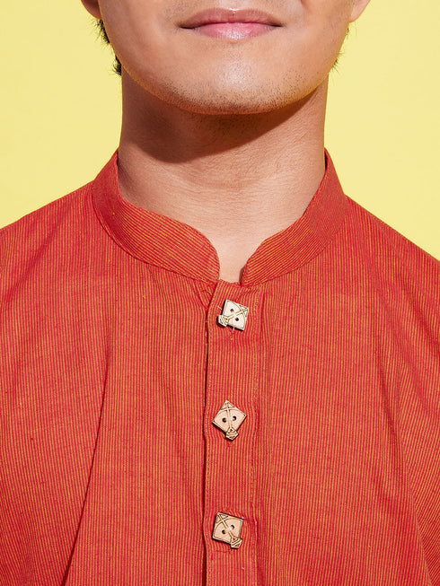 Vastramay Boy's Red Cotton Kurta