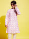 Vastramay Boy's White Base Multi Color Cotton Kurta