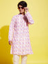 Vastramay Boy's White Base Multi Color Cotton Kurta