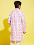 Vastramay Boy's White Base Multi Color Cotton Kurta