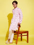 Vastramay Boy's White Base Multi Color Cotton Kurta