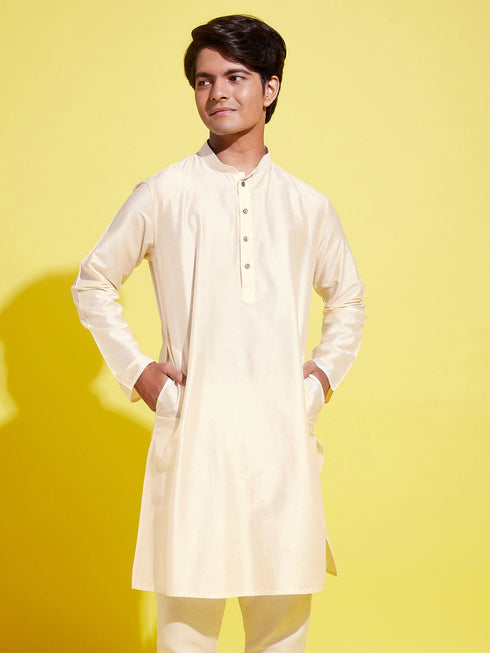 Vastramay Boys Cream Solid Kurta
