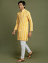 Vastramay Boy's Orange Chaikankari Kurta With White Pyjama Set