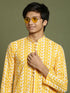 Vastramay Boy's Orange Chaikankari Kurta With White Pyjama Set