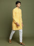 Vastramay Boy's Orange Chaikankari Kurta With White Pyjama Set
