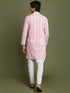 Vastramay Boy's Pink Chaikankari Kurta With White Pyjama Set