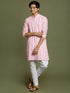 Vastramay Boy's Pink Chaikankari Kurta With White Pyjama Set