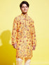 Vastramay Boy's Multicolor-Base-Mustard And Cream Kurta