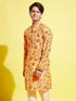 Vastramay Boy's Multicolor-Base-Mustard And Cream Kurta