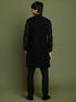 Vastramay Boys Black Mirror Work Georgette Kurta And Pyjama Set