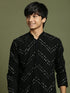 Vastramay Boys Black Mirror Work Georgette Kurta And Pyjama Set