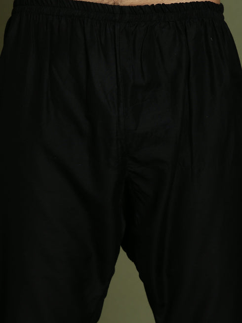 Vastramay Boys Black Mirror Work Georgette Kurta And Pyjama Set