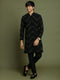 Vastramay Boys Black Mirror Work Georgette Kurta And Pyjama Set