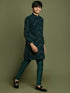 Vastramay Boys Green Mirror Work Georgette Kurta And Pyjama Set