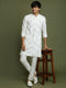 Vastramay Boys White Mirror Work Georgette Kurta And Pyjama Set