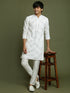 Vastramay Boys White Mirror Work Georgette Kurta And Pyjama Set