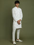 Vastramay Boys White Mirror Work Georgette Kurta And Pyjama Set