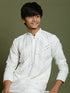 Vastramay Boys White Mirror Work Georgette Kurta And Pyjama Set