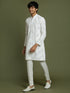 Vastramay Boys White Mirror Work Georgette Kurta And Pyjama Set