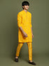 Vastramay Boys Yellow Mirror Work Georgette Kurta And Pyjama Set