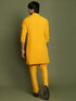 Vastramay Boys Yellow Mirror Work Georgette Kurta And Pyjama Set
