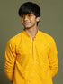 Vastramay Boys Yellow Mirror Work Georgette Kurta And Pyjama Set