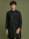 Vastramay Boys Black Mirror Work Viscose Kurta