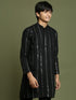 Vastramay Boys Black Mirror Work Viscose Kurta