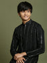 Vastramay Boys Black Mirror Work Viscose Kurta