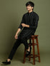 Vastramay Boys Black Mirror Work Viscose Kurta