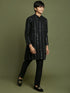 Vastramay Boys Black Mirror Work Viscose Kurta And Pyjama Set
