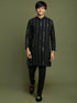 Vastramay Boys Black Mirror Work Viscose Kurta And Pyjama Set