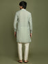 Vastramay Boy's Green Striped With Sequin Worked Kurta Pyjama Set