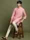 Vastramay Boy's Purple Striped With Sequin Worked Kurta Pyjama Set