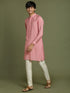 Vastramay Boy's Purple Striped With Sequin Worked Kurta Pyjama Set
