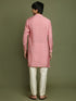 Vastramay Boy's Purple Striped With Sequin Worked Kurta Pyjama Set
