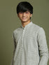 Vastramay Boy's Grey Georgette Chikankari Kurta Pyjama Set