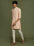 Vastramay Boy's Pink Georgette Chikankari Kurta Pyjama Set