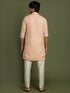 Vastramay Boy's Pink Georgette Chikankari Kurta Pyjama Set