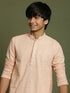 Vastramay Boy's Pink Georgette Chikankari Kurta Pyjama Set