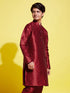 Vastramay Boy's Maroon Silk Blend Kurta