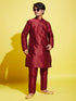 Vastramay Boy's Maroon Silk Blend Kurta