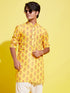 Vastramay Boy's Orange Multi Color Printed Cotton Blend Kurta