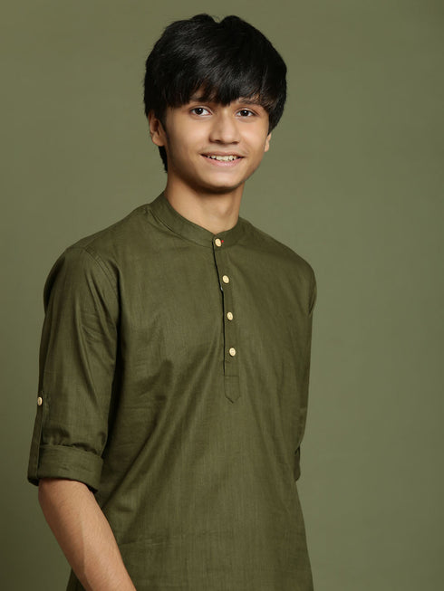 Vastramay Boys Mint Green Short Kurta