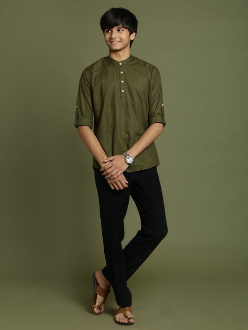 Vastramay Boys Mint Green Short Kurta